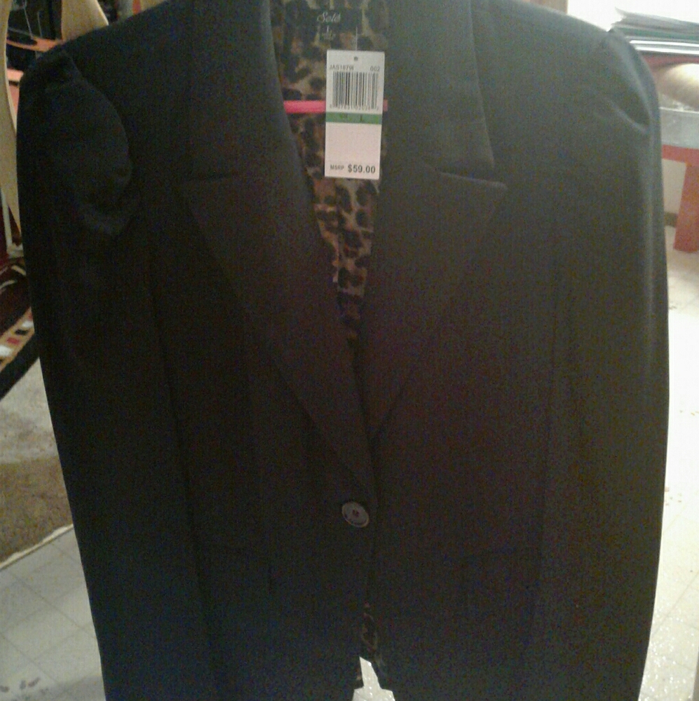 NWT, Vintage 80's, Black, Blazer with Leopard Print Lining by Sele'🐆🐆🖤🦋🖤🦋